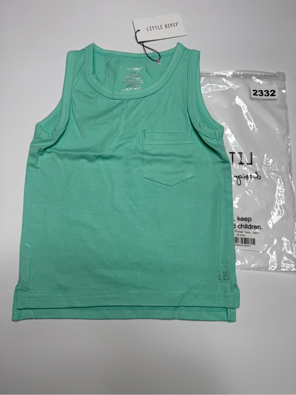 Little Bipsy Bamboo pocket tank - Mint 18/24m NWT